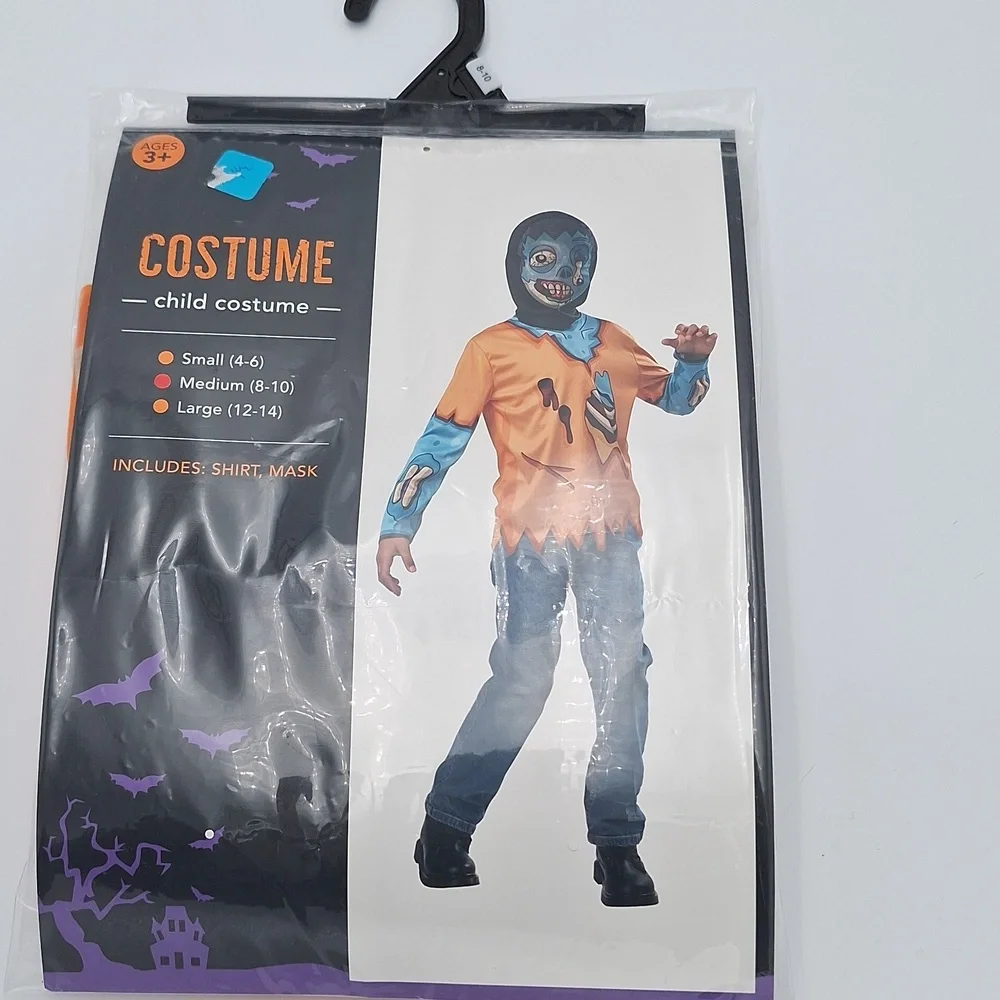 Spooky Kids Zombie Costume with Mask - Blue and Orange